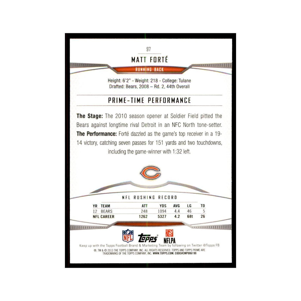 2013 Topps Prime Matt Forte Football Cards #97