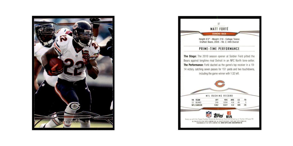 2013 Topps Prime Matt Forte Football Cards #97