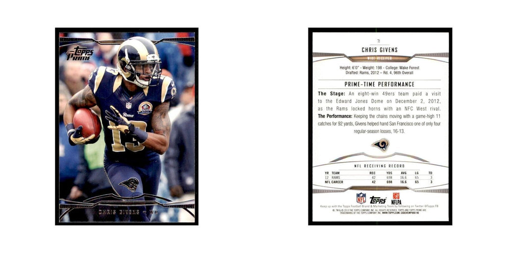 2013 Topps Prime Chris Givens Football Cards #71