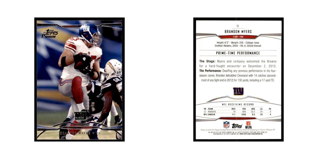 2013 Topps Prime Brandon Myers Football Cards #70