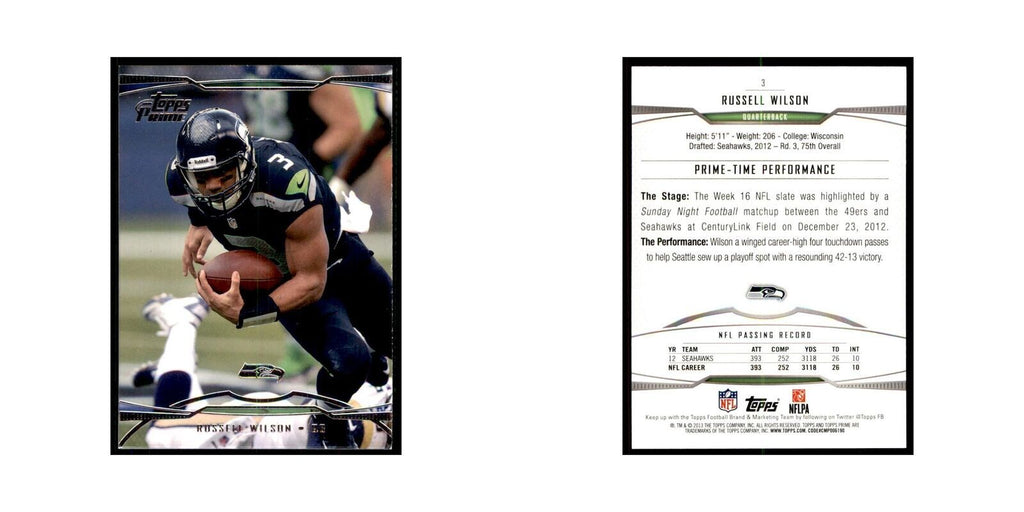 2013 Topps Prime Russell Wilson Football Cards #3