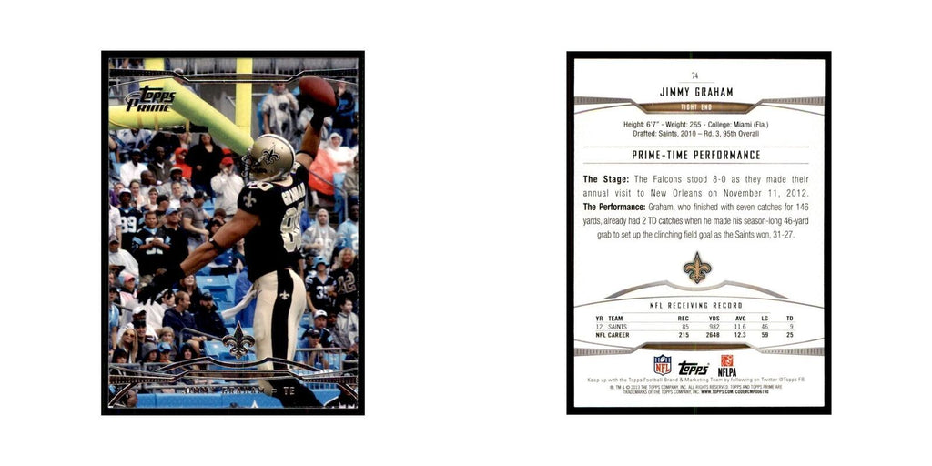 2013 Topps Prime Jimmy Graham Football Cards #74