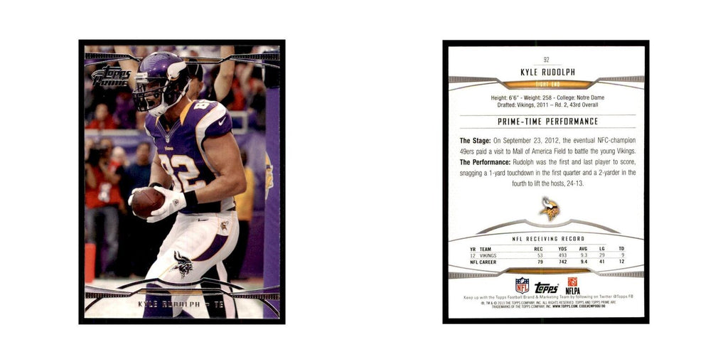 2013 Topps Prime Kyle Rudolph Football Cards #92
