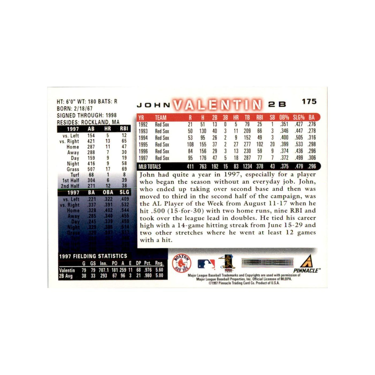 1998 Score John Valentin Baseball Cards #175