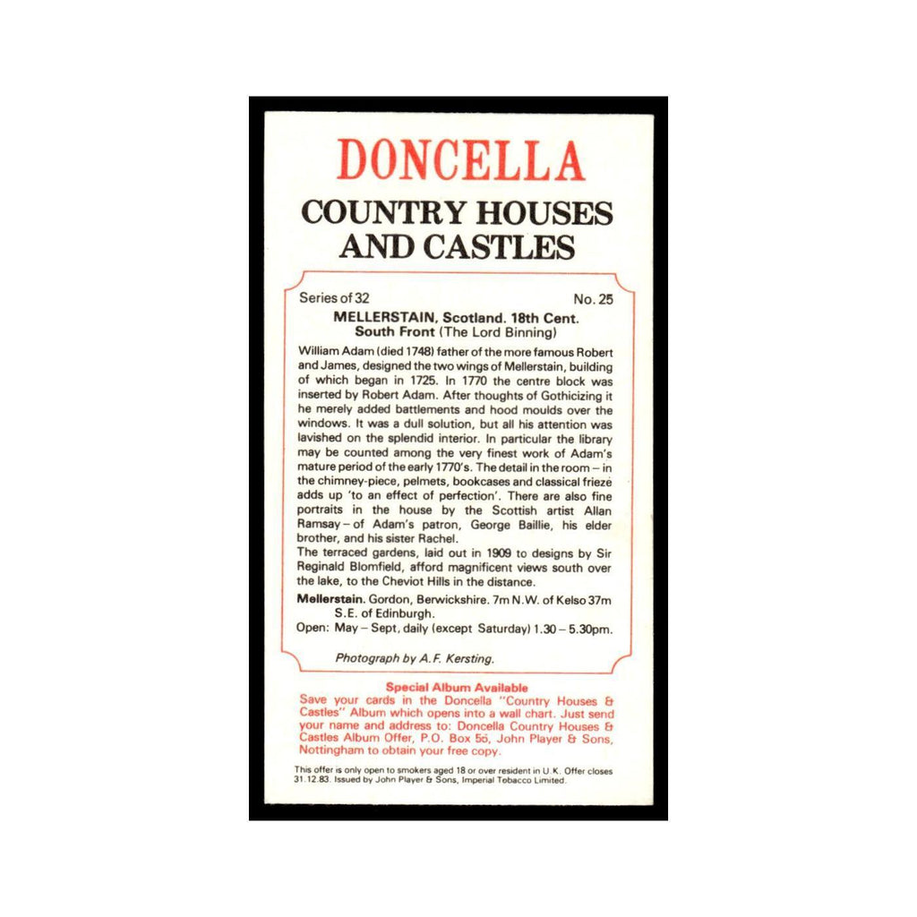 1981 Doncella Cigars Country Houses Castles Mellerstain #25