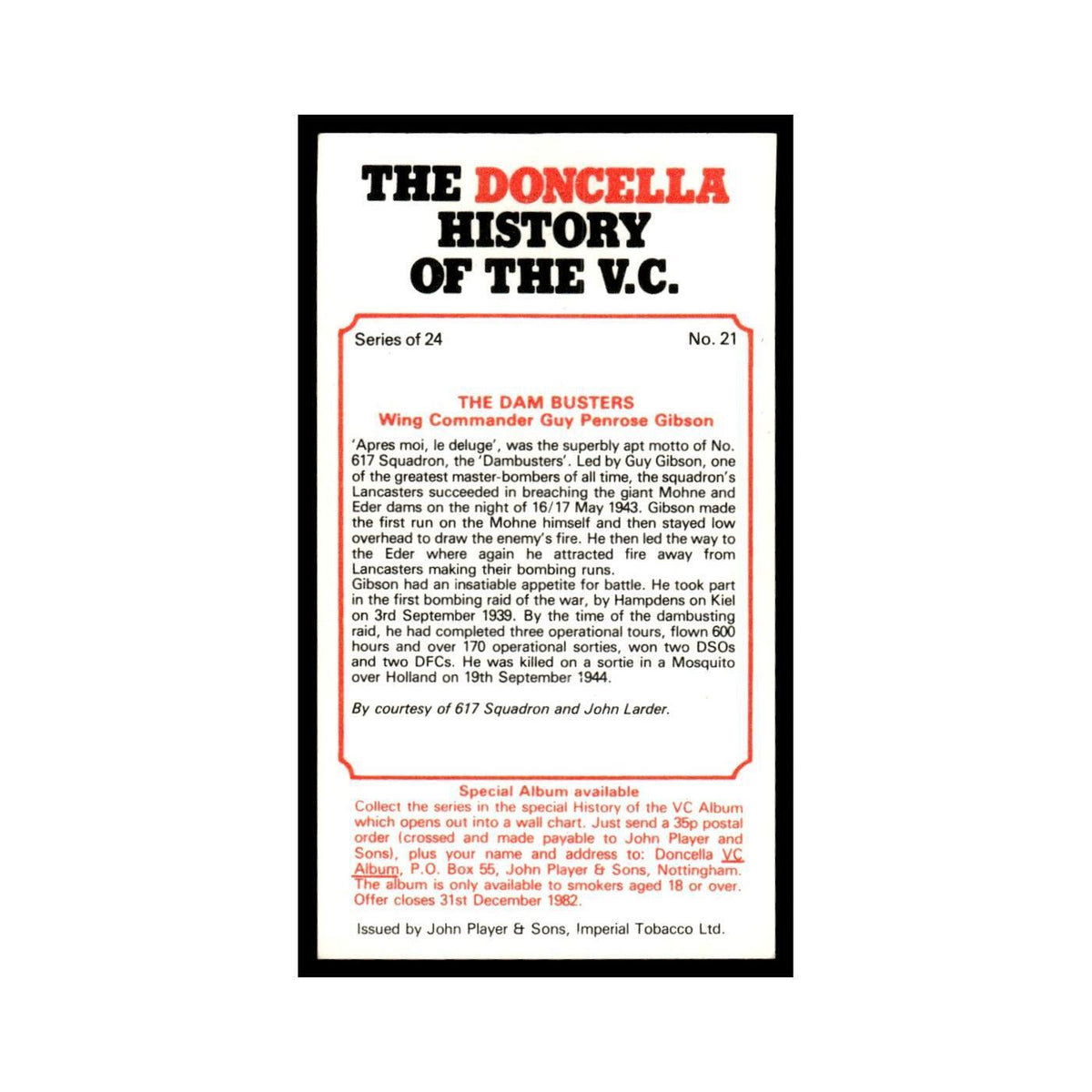 1980 Doncella Cigars History of the V.C. The Dam Busters #21