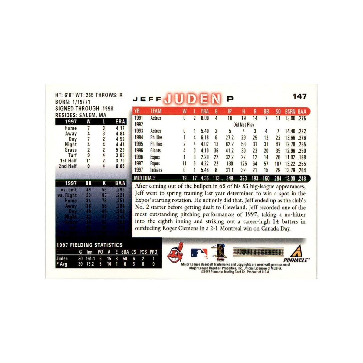 1998 Score Jeff Juden Baseball Cards #147
