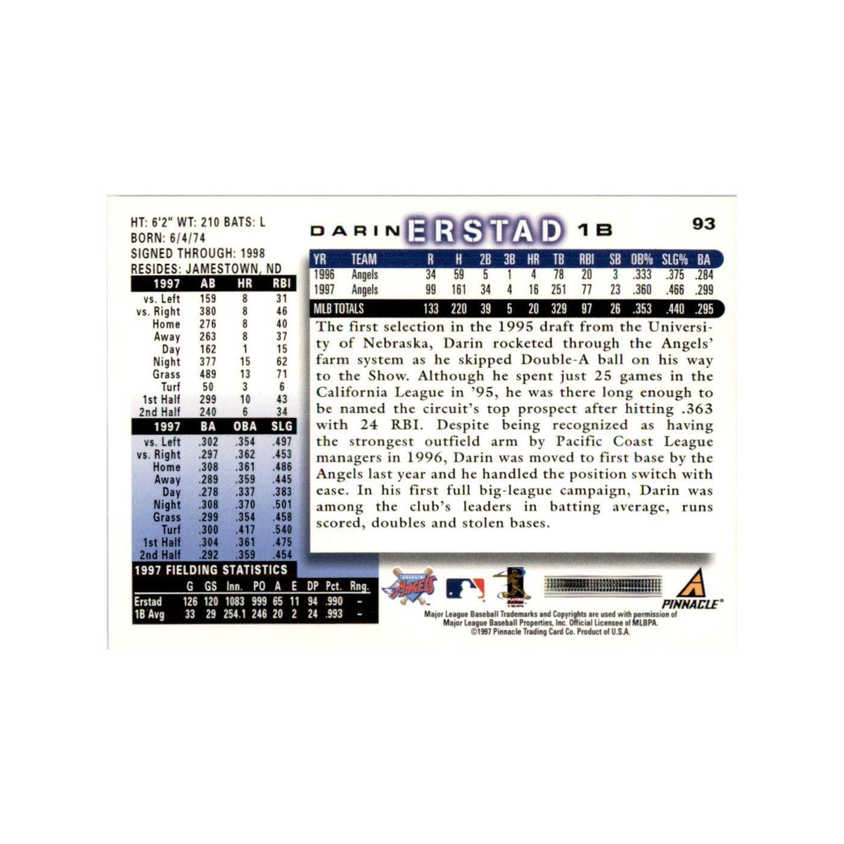 1998 Score Darin Erstad Baseball Cards #93