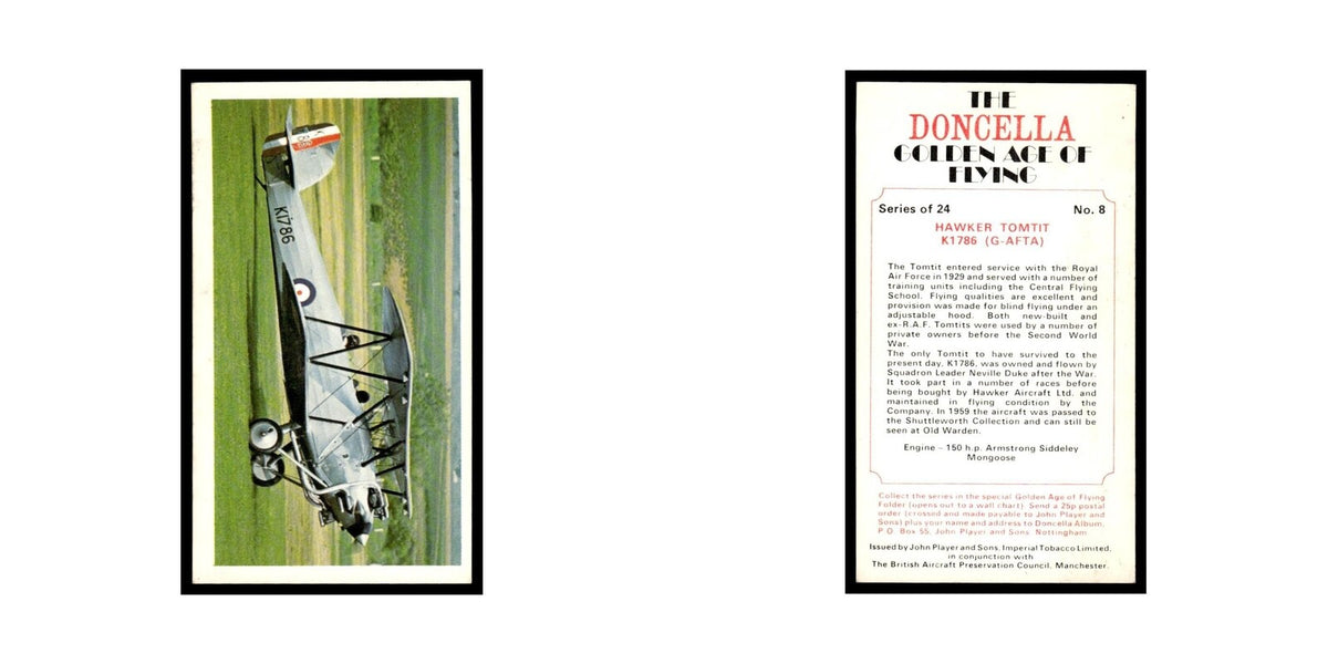 1977 Doncella Cigars Golden Age of Flying Hawker Tomtit #8