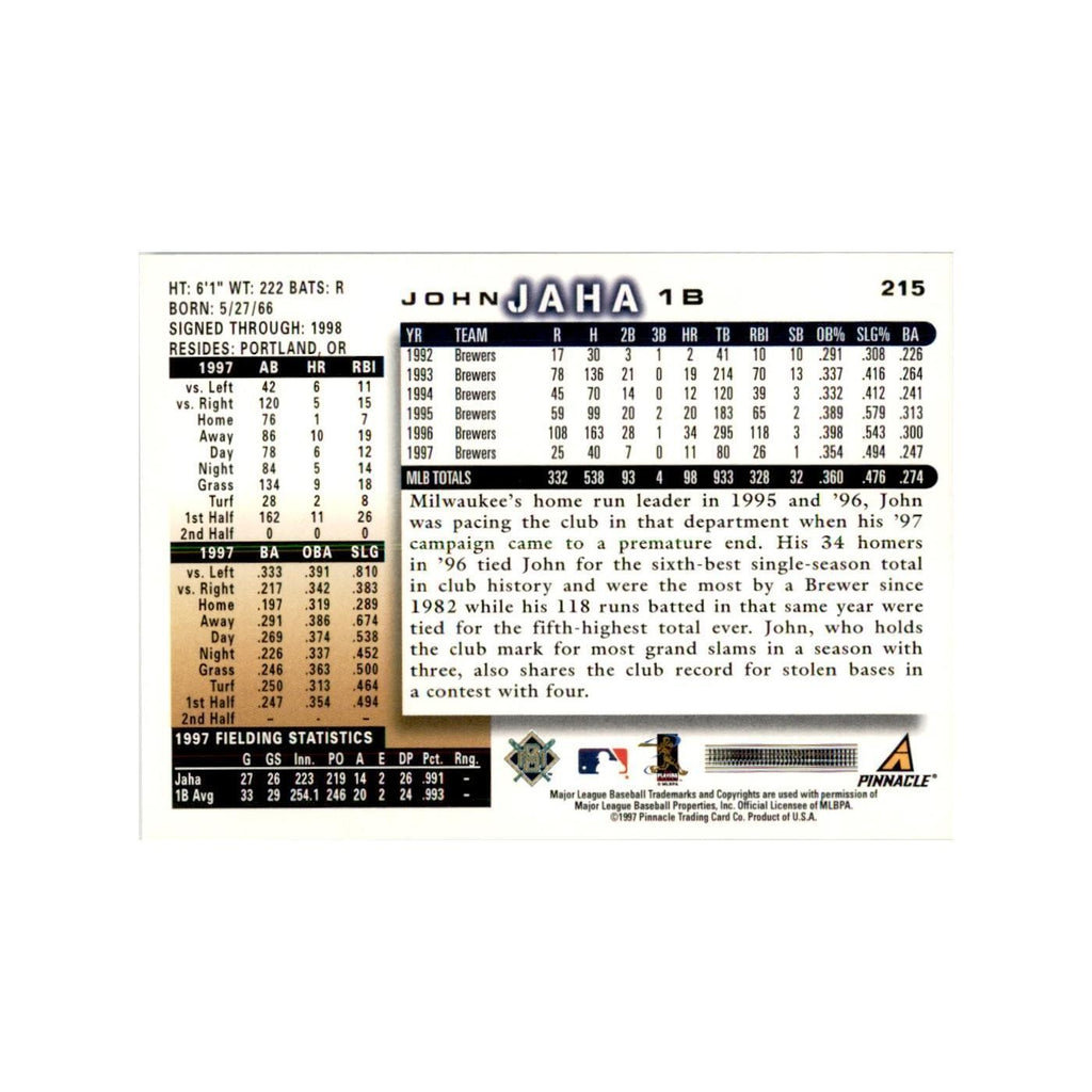 1998 Score John Jaha Baseball Cards #215