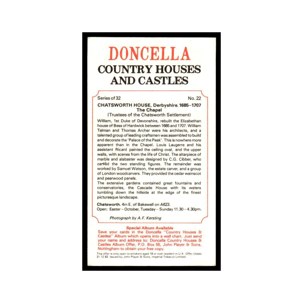 1981 Doncella Cigars Country Houses Castles Chatsworth House #22
