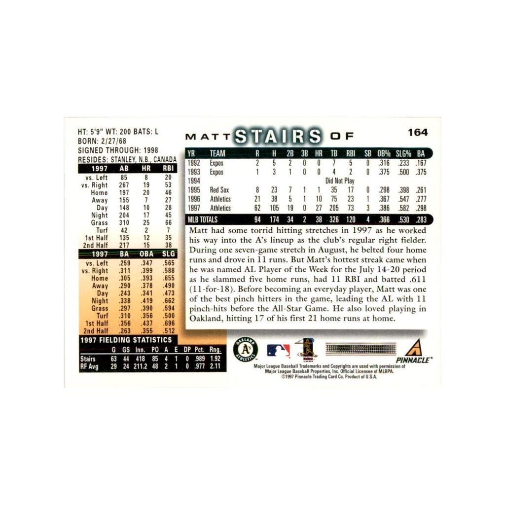 1998 Score Matt Stairs Baseball Cards #164