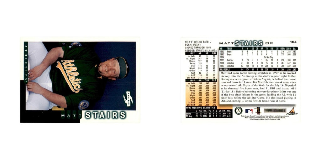 1998 Score Matt Stairs Baseball Cards #164
