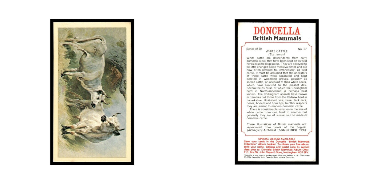 1983 Doncella Cigars British Mammals White Cattle #27
