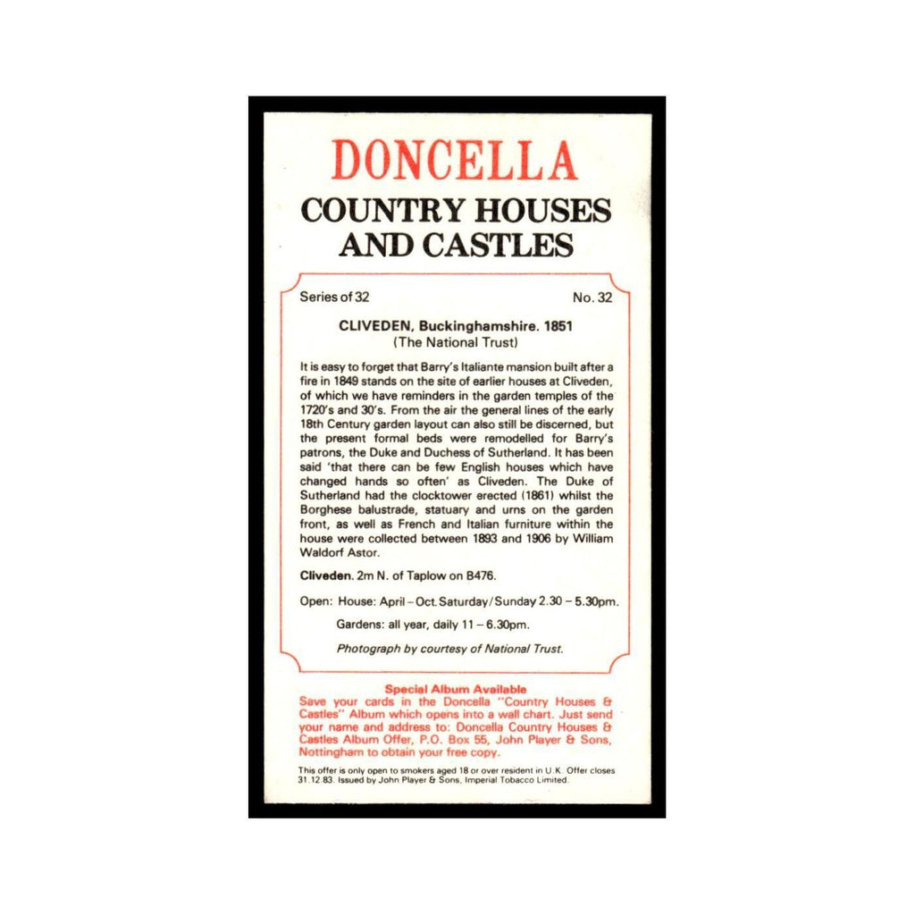1981 Doncella Cigars Country Houses Castles Cliveden #32