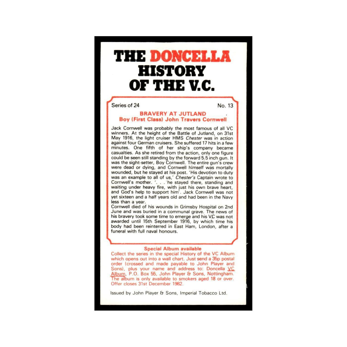 1980 Doncella Cigars History of the V.C. Bravery At Jutland #13