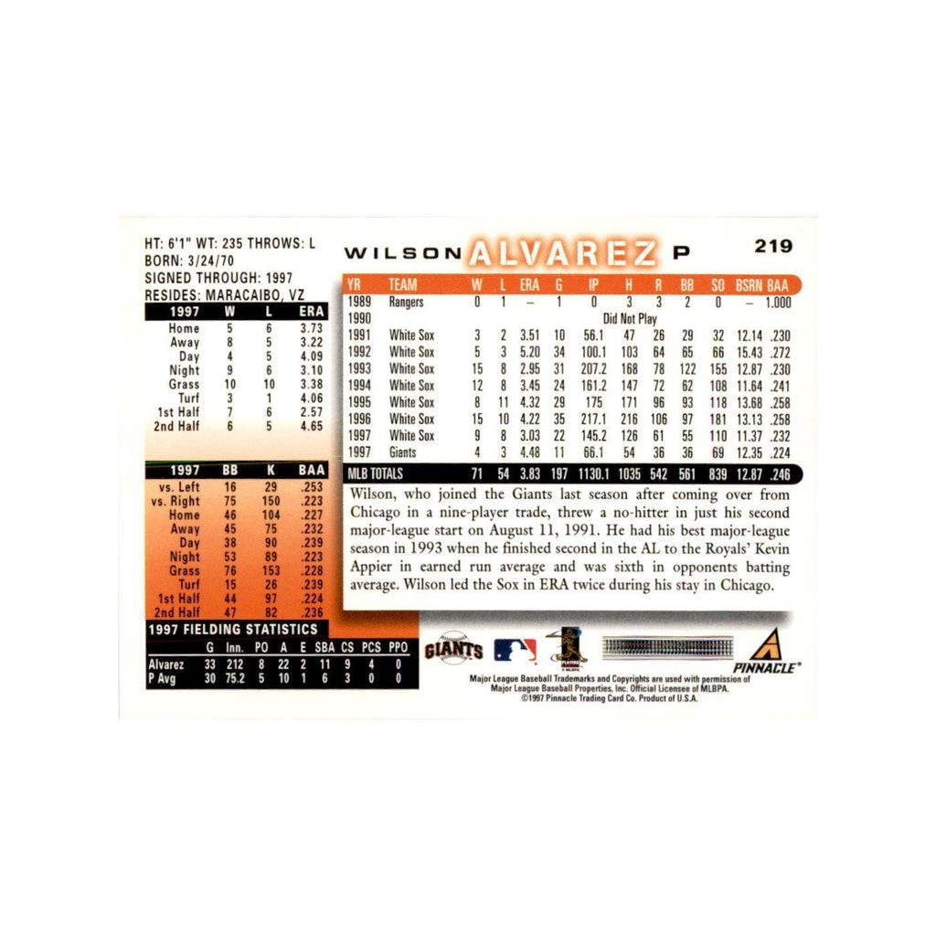 1998 Score Wilson Alvarez Baseball Cards #219