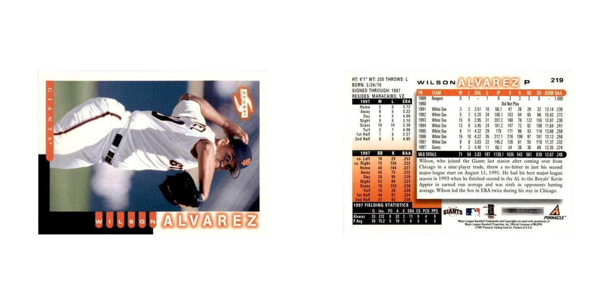 1998 Score Wilson Alvarez Baseball Cards #219