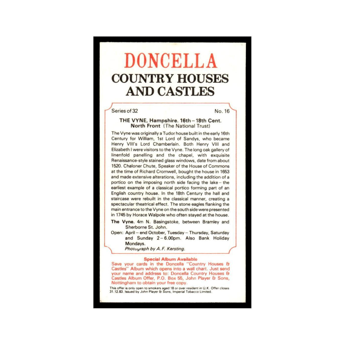 1981 Doncella Cigars Country Houses Castles The Vyne #16