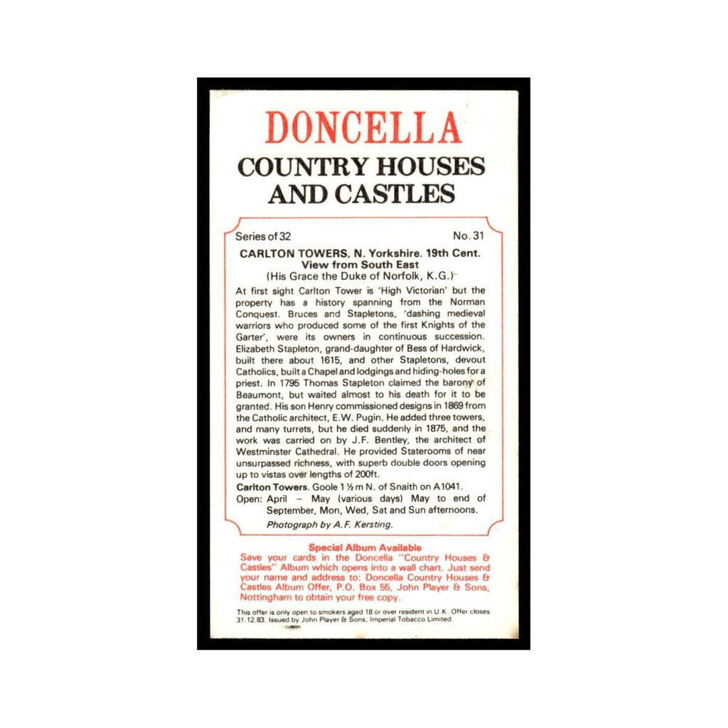 1981 Doncella Cigars Country Houses Castles Carlton Towers #31