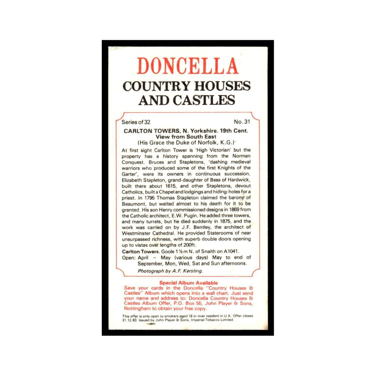 1981 Doncella Cigars Country Houses Castles Carlton Towers #31