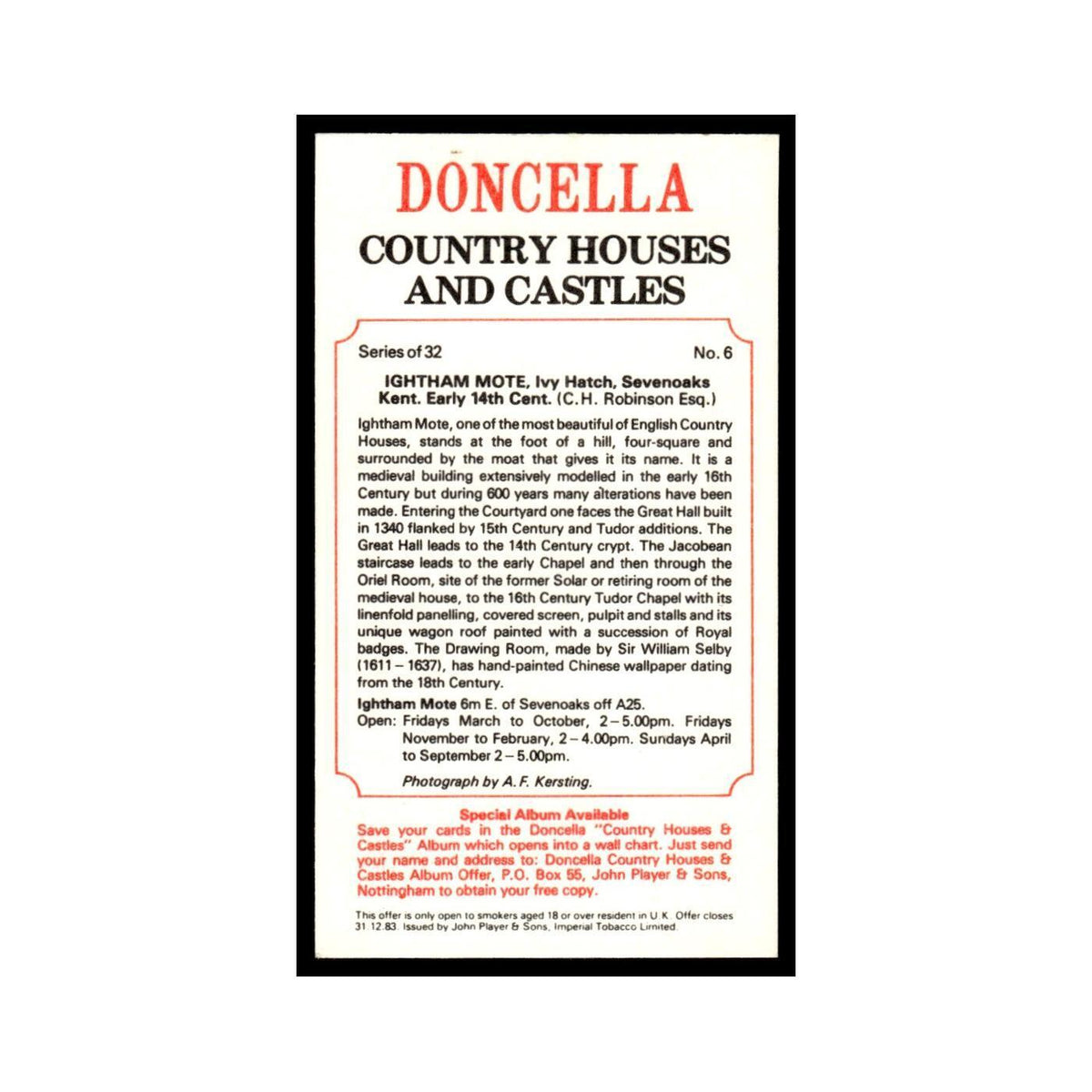 1981 Doncella Cigars Country Houses Castles Ightham Mote #6