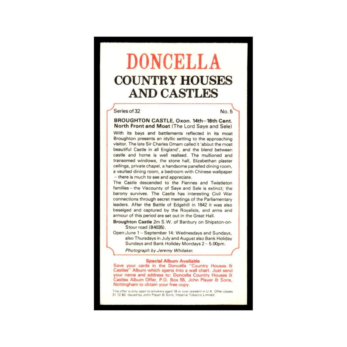 1981 Doncella Cigars Country Houses Castles Broughton Castle #5
