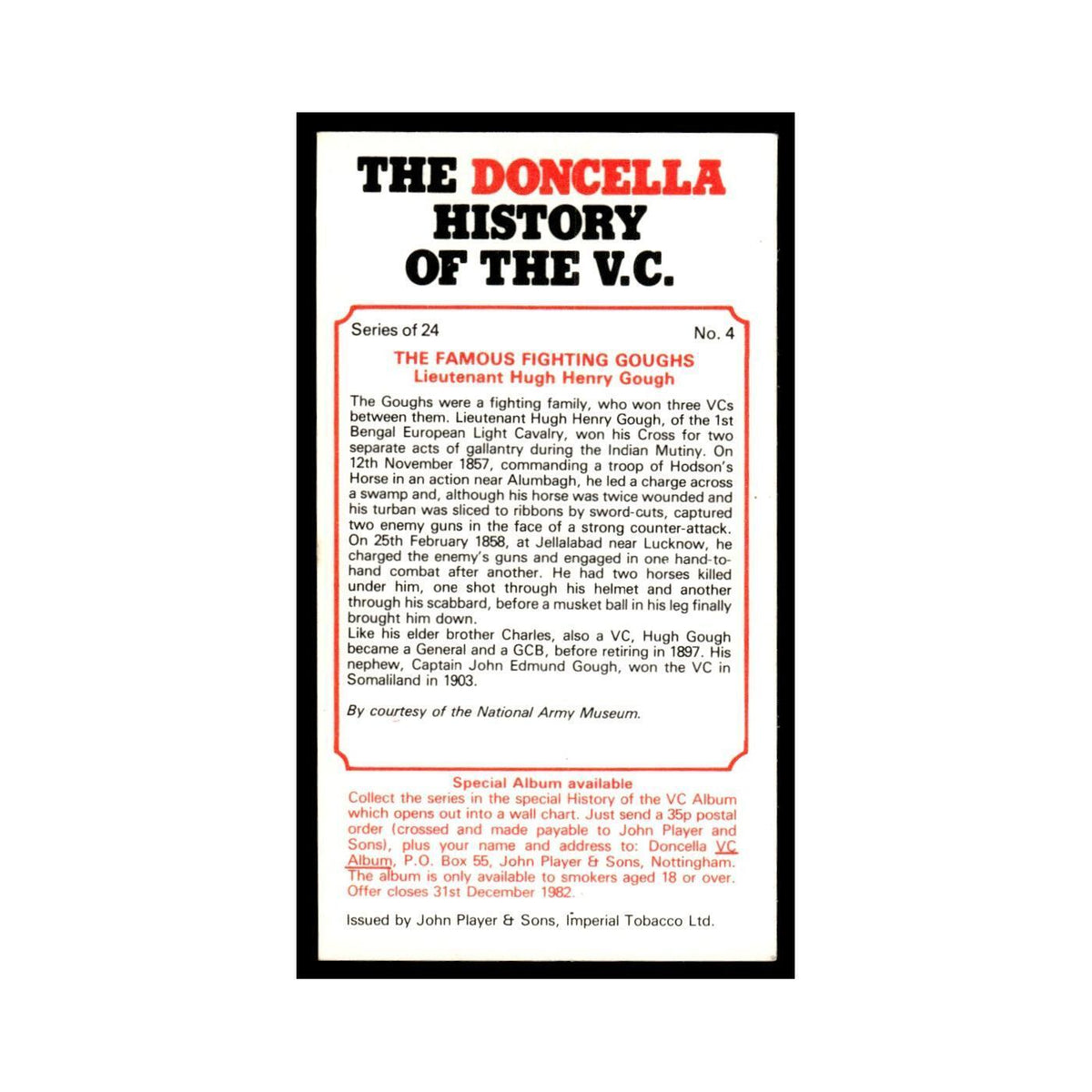 1980 Doncella Cigars History of the V.C. The Famous Fighting Goughs #4
