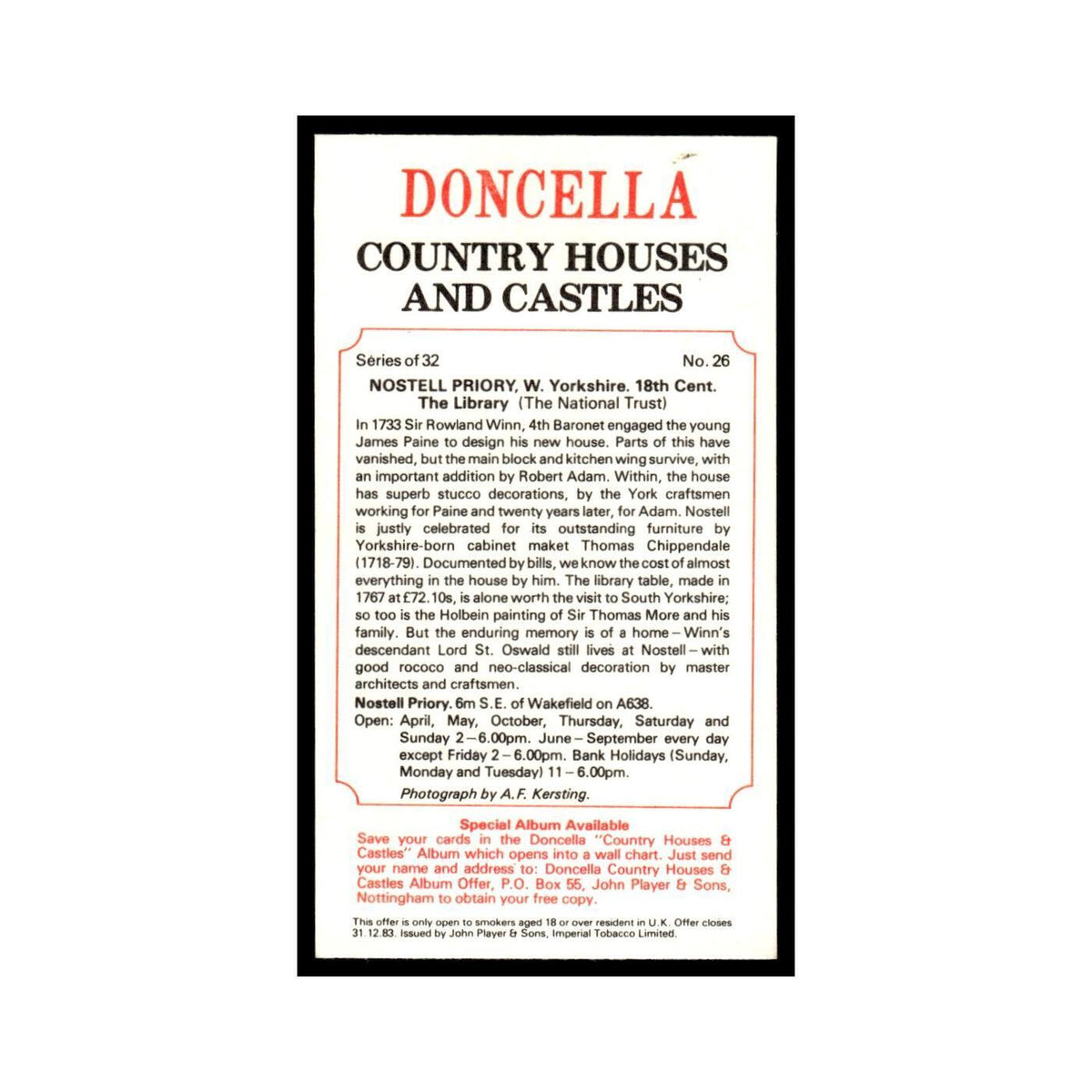 1981 Doncella Cigars Country Houses Castles Nostell Priory #26