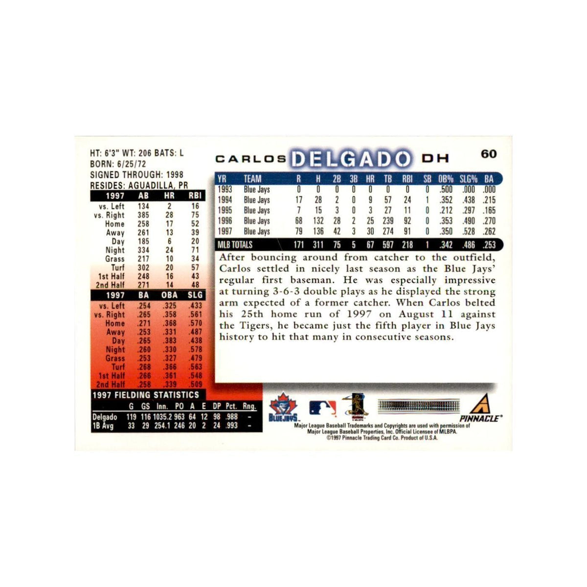 1998 Score Carlos Delgado Baseball Cards #60