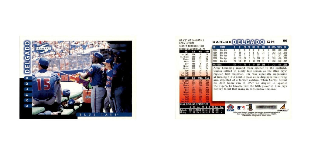 1998 Score Carlos Delgado Baseball Cards #60