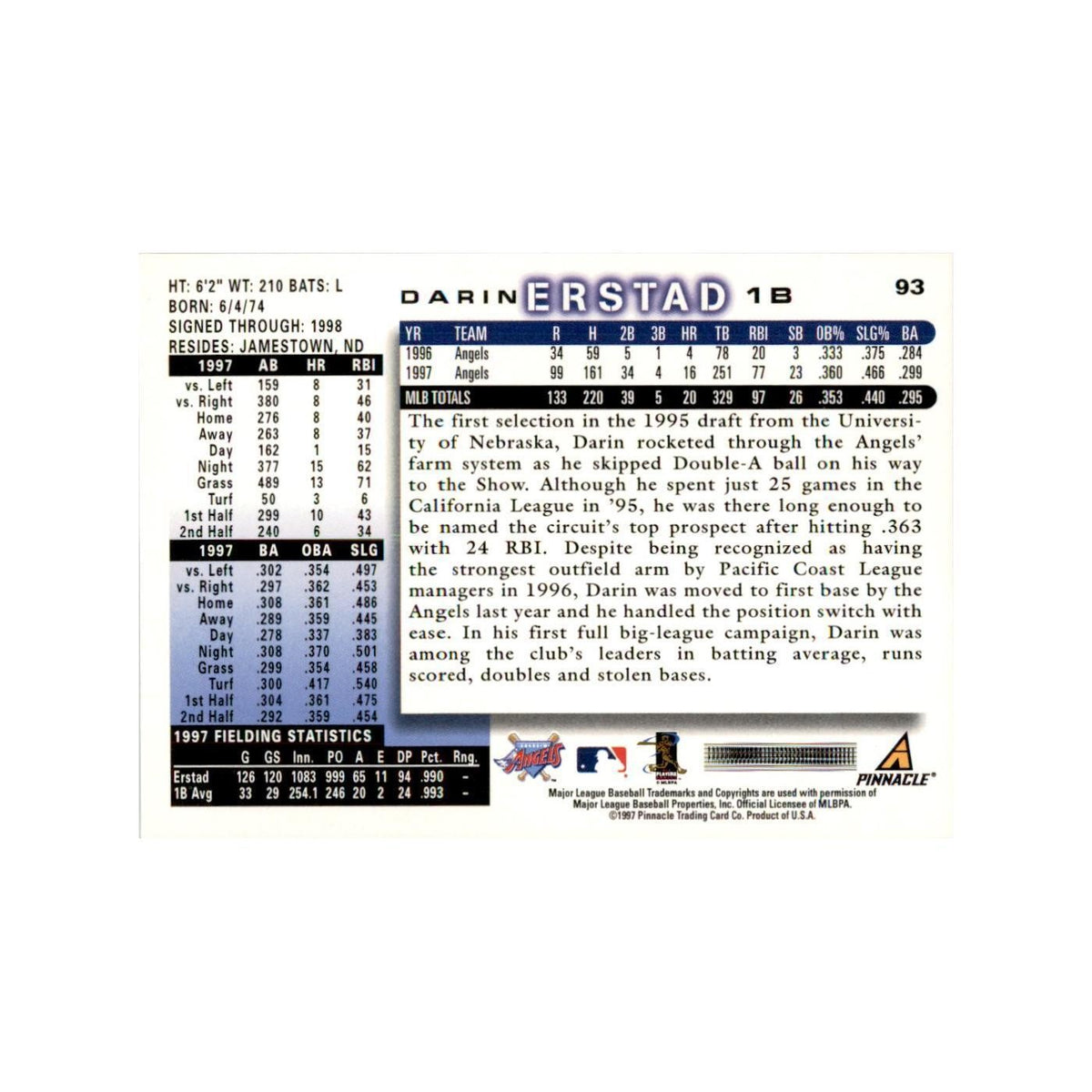 1998 Score Darin Erstad Baseball Cards #93
