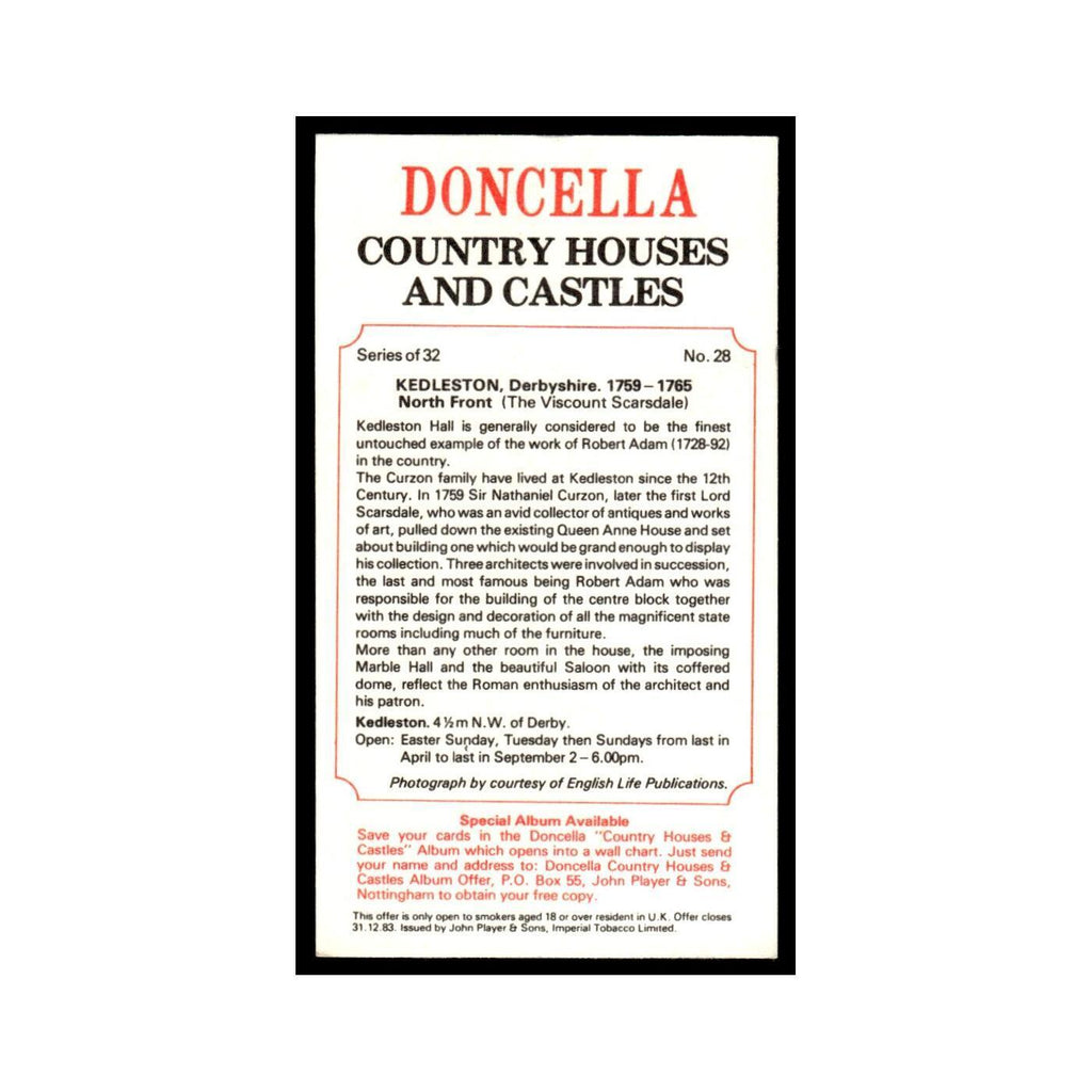 1981 Doncella Cigars Country Houses Castles Kedleston #28