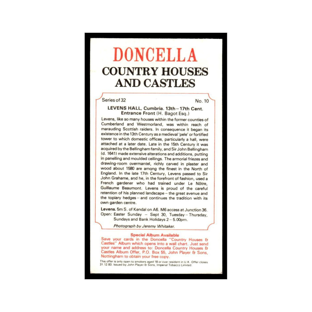 1981 Doncella Cigars Country Houses Castles Levens Hall #10