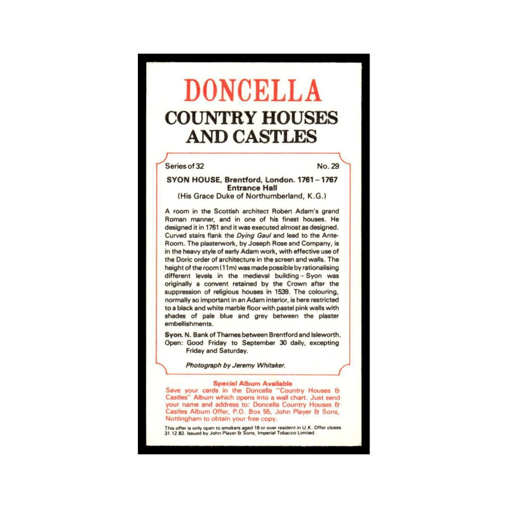 1981 Doncella Cigars Country Houses Castles Syon House #29