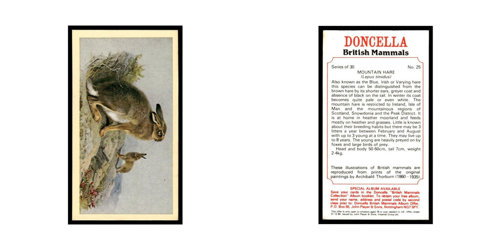 1983 Doncella Cigars British Mammals Mountain Hare #25