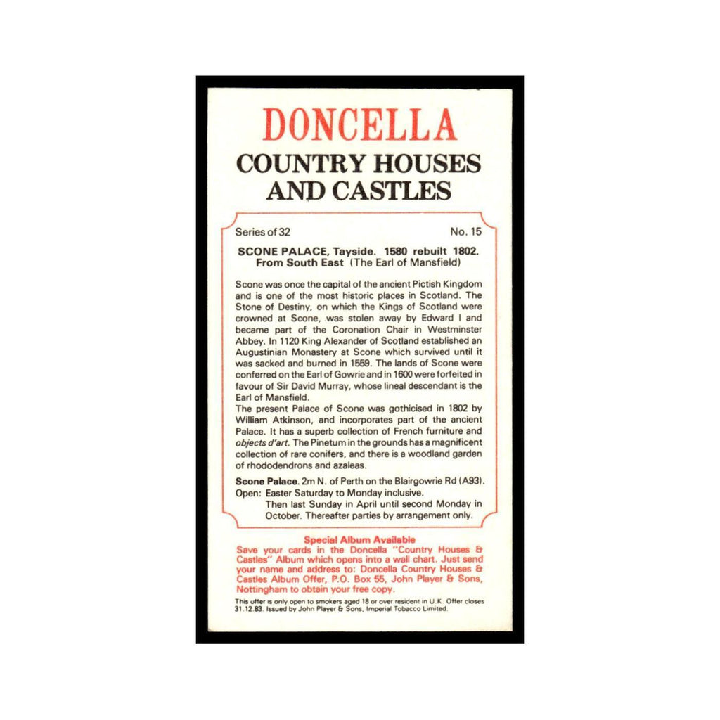 1981 Doncella Cigars Country Houses Castles Scone Palace #15