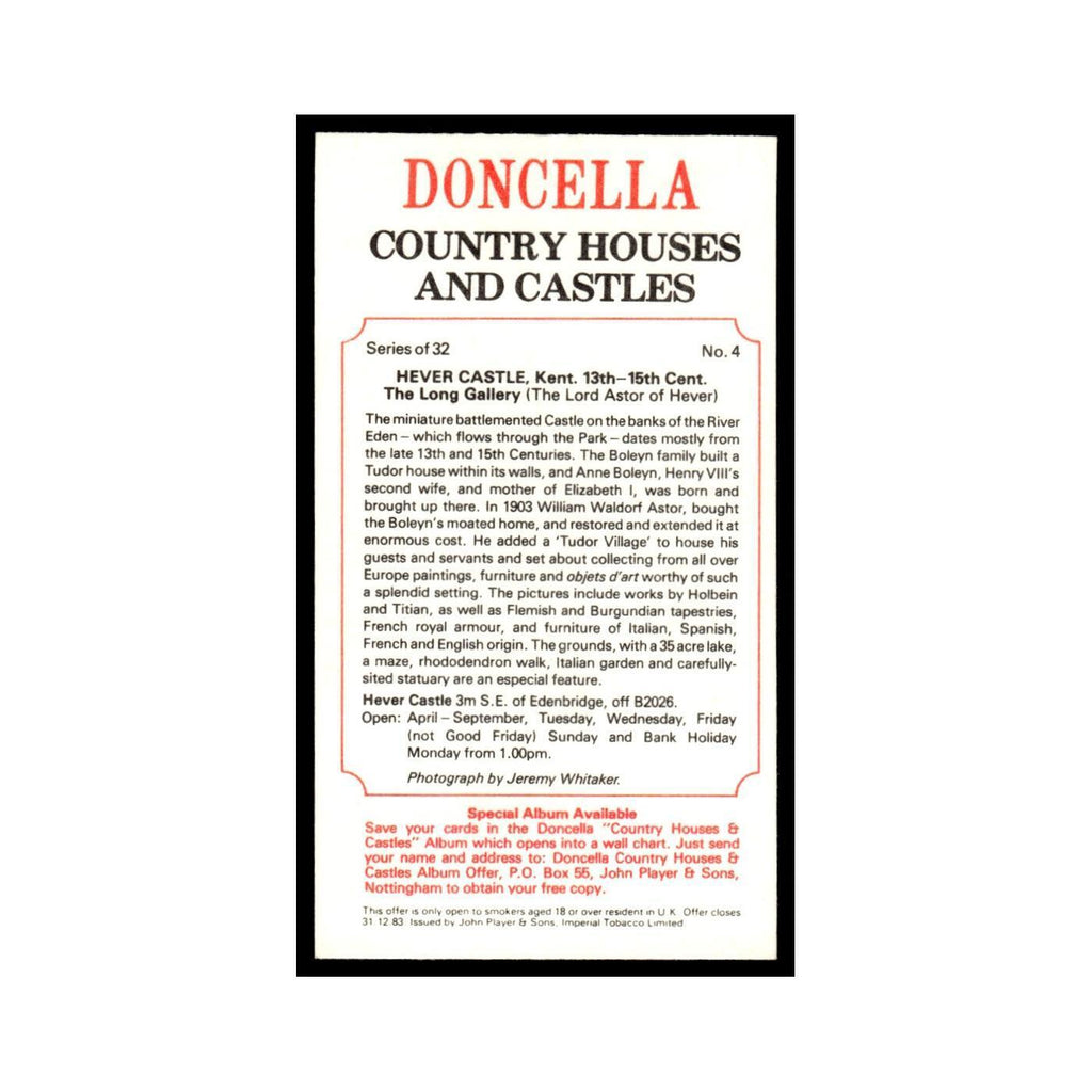 1981 Doncella Cigars Country Houses Castles Hever Castle #4