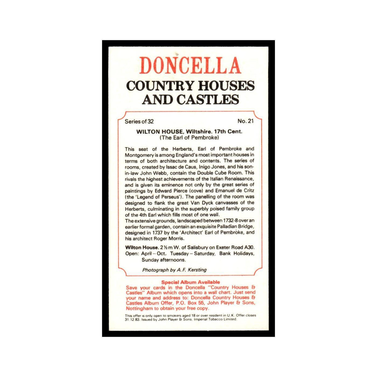 1981 Doncella Cigars Country Houses Castles Wilton House #21
