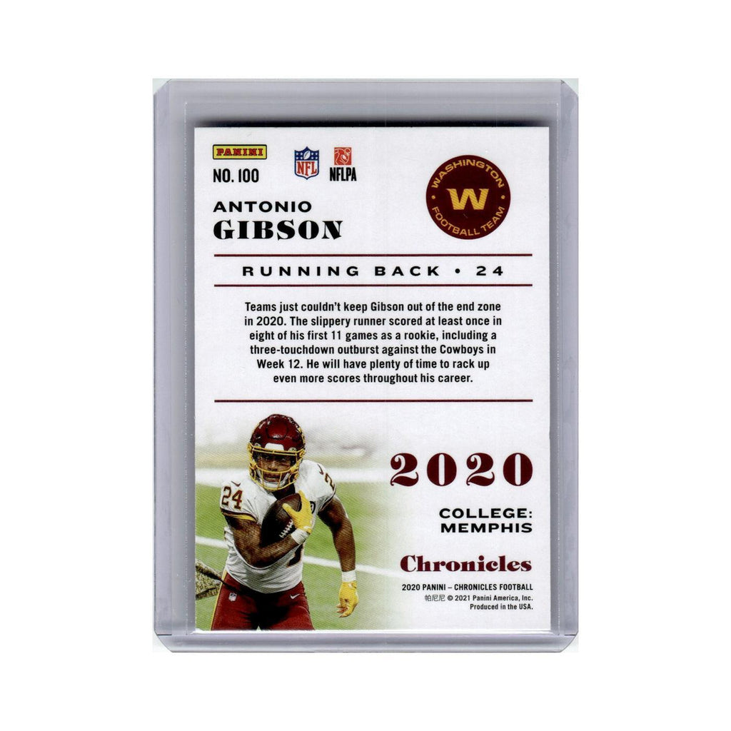 Antonio Gibson Rookie 2020 Panini Chronicles #100 Washington Football Card NM