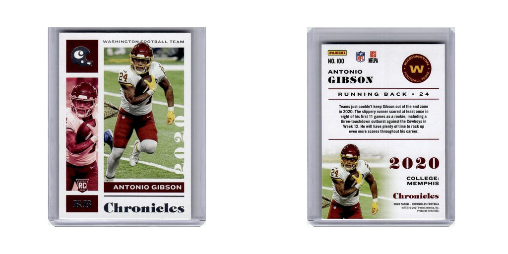 Antonio Gibson Rookie 2020 Panini Chronicles #100 Washington Football Card NM