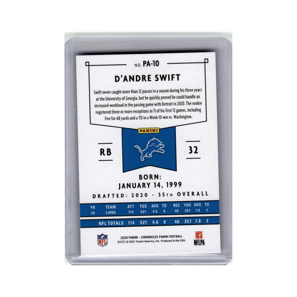 D'Andre Swift Rookie 2020 Panini Chronicles #PA-10 Detroit Lions NM