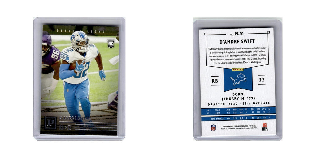 D'Andre Swift Rookie 2020 Panini Chronicles #PA-10 Detroit Lions NM