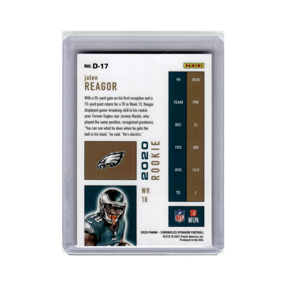 Jalen Reagor Rookie 2020 Panini Chronicles Dynagon #D-17 Philadelphia Eagles NM