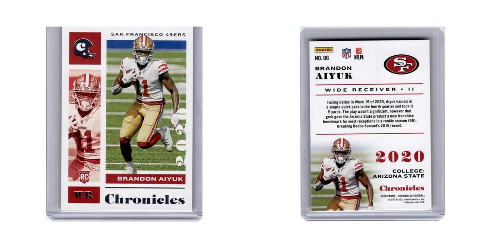 Brandon Aiyuk Rookie 2020 Panini Chronicles #86 San Francisco 49ers NM