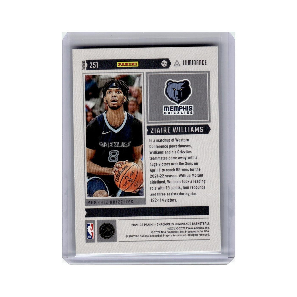 Ziaire Williams Rookie 2021 Panini Chronicles Luminance #251 Grizzlies NM
