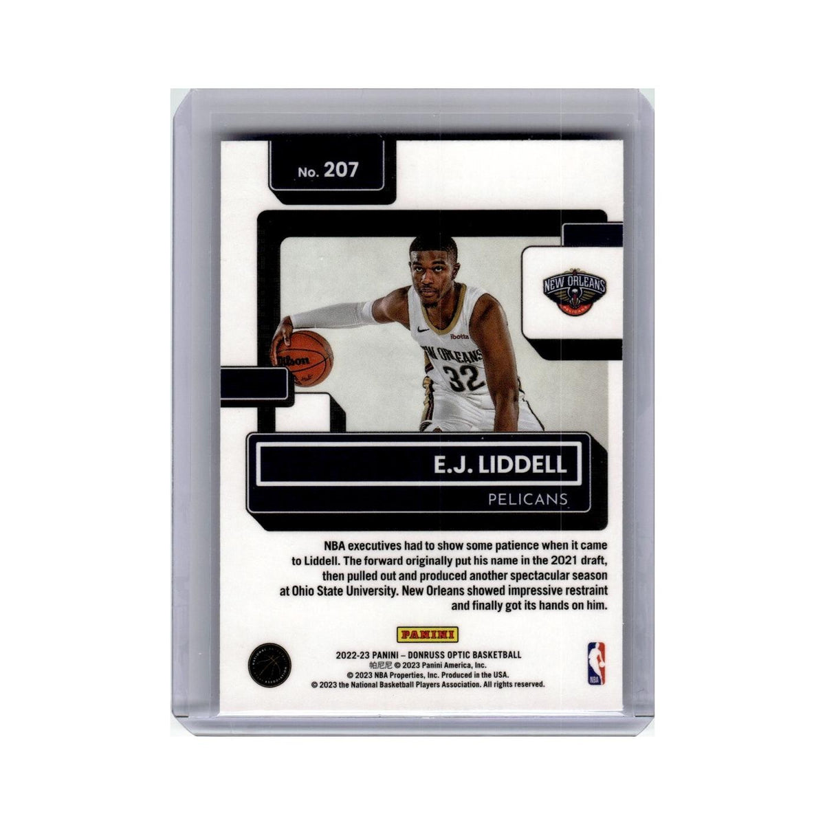E.J. Liddell 2022 Donruss Optic Rated Rookie #207 New Orleans Pelicans NM