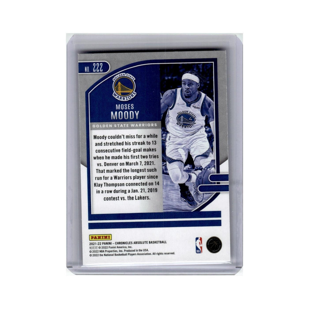 Moses Moody Rookie 2021 Panini Chronicles Absolute #222 Golden State Warriors NM