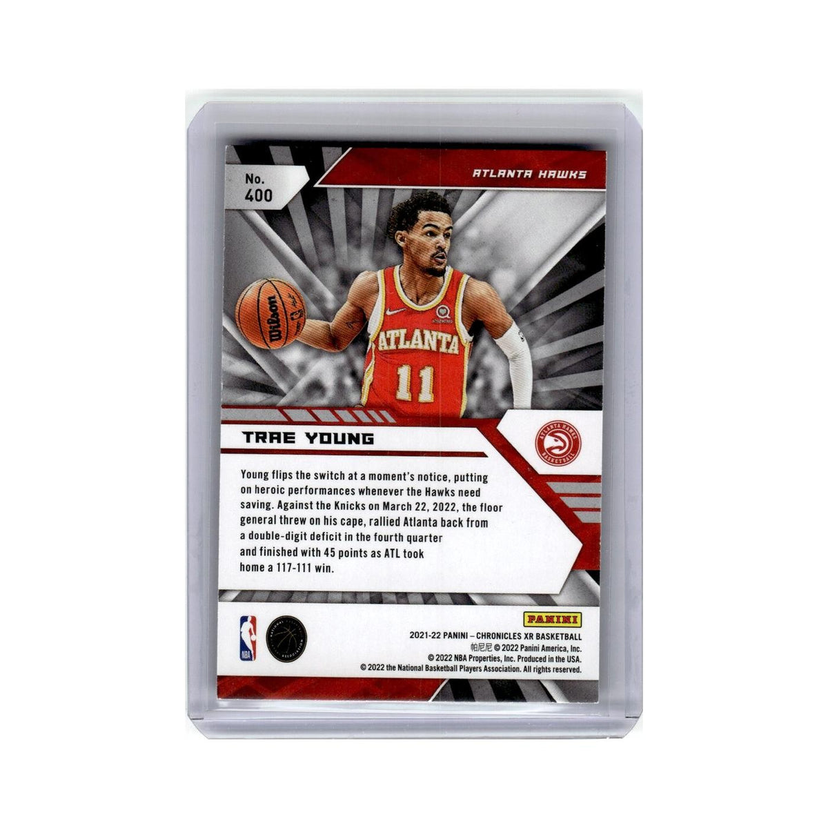Trae Young 2021 Panini Chronicles Xr #400 Atlanta Hawks Basketball Card NM