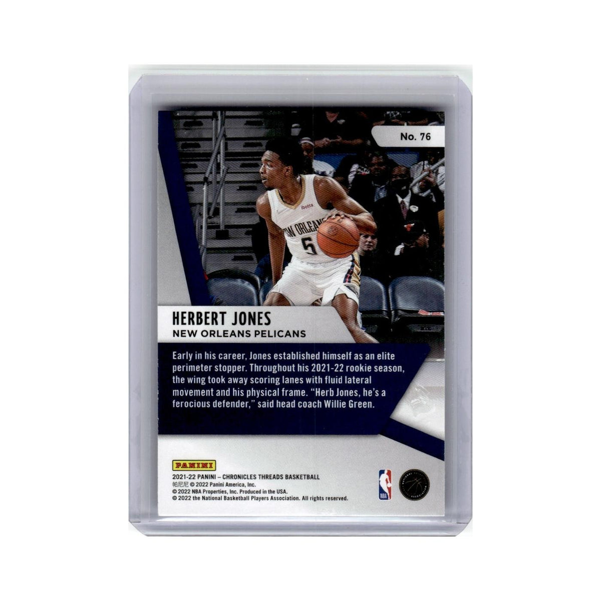 Herbert Jones Rookie 2021 Panini Chronicles Threads #76 New Orleans Pelicans NM